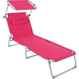 tectake Sun Lounger in Pink - Size: 1 Seater