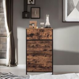 FURNOS 5 Fabric Drawer Bedroom Dresser Storage Organiser Rustic Brown - thumbnail 2