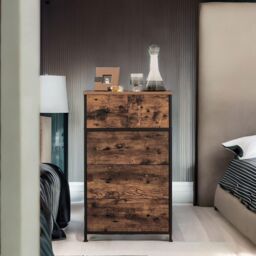 FURNOS 5 Fabric Drawer Bedroom Dresser Storage Organiser Rustic Brown - thumbnail 1