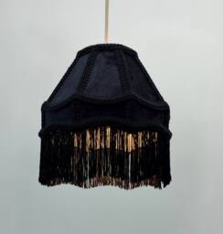 K LIVING Tassle 12inch Black Traditional Shade with Tassels - thumbnail 3