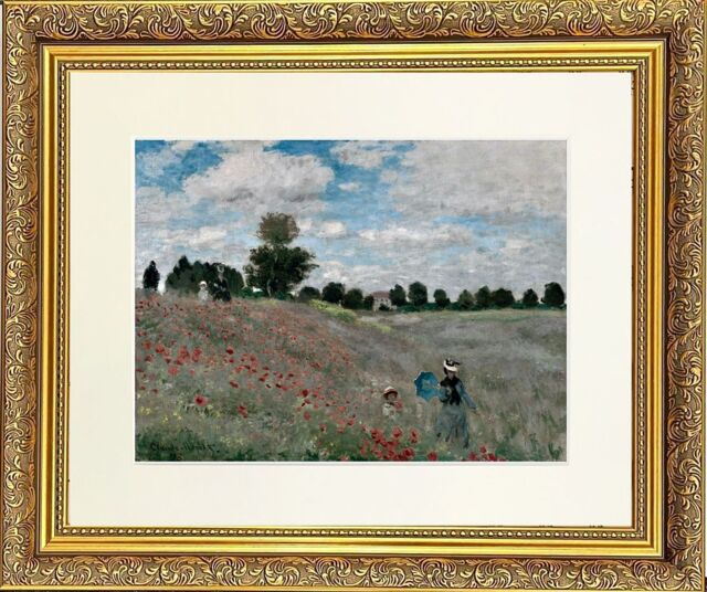 "Frames & Mirrors 4U Fields Mounted & Framed Print in Gold Dahlia Frame 14 x 12 Inch - Size: W14"" x H12""" - image 1