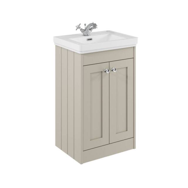 Balterley 500mm Floor Standing 2 Door Unit with Basin 1 Tap Hole - Pebble Grey - image 1