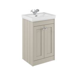 Balterley 500mm Floor Standing 2 Door Unit with Basin 1 Tap Hole - Pebble Grey - thumbnail 1
