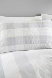 Fusion 'Seersucker Gingham' Textured Duvet Cover Set in Silver - Size: King - thumbnail 2