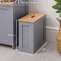 Christow Bathroom Tidy Box Grey Bamboo Toilet Roll Cleaning Bottle Storage Unit - thumbnail 6