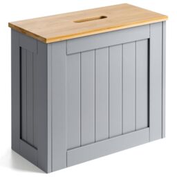 Christow Bathroom Tidy Box Grey Bamboo Toilet Roll Cleaning Bottle Storage Unit - thumbnail 1