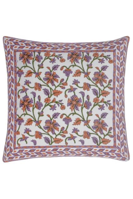 Paoletti Mentera 100% Cotton Floral Cushion in Lilac - Size: 50 cm x 50 cm - image 1