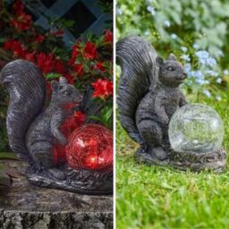 Marco Paul Resin Squirrel Solar Powered Garden Ornament with Crystal Ball 22cm - thumbnail 5
