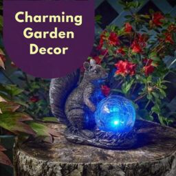 Marco Paul Resin Squirrel Solar Powered Garden Ornament with Crystal Ball 22cm - thumbnail 8