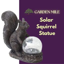 Marco Paul Resin Squirrel Solar Powered Garden Ornament with Crystal Ball 22cm - thumbnail 3
