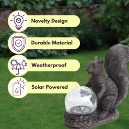 Marco Paul Resin Squirrel Solar Powered Garden Ornament with Crystal Ball 22cm - thumbnail 6
