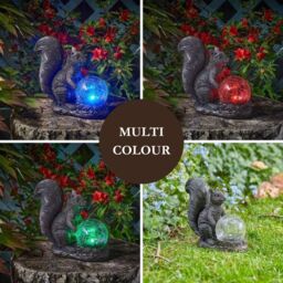 Marco Paul Resin Squirrel Solar Powered Garden Ornament with Crystal Ball 22cm - thumbnail 4