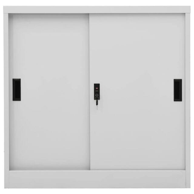 Berkfield Home Office Cabinet with Sliding Door Light Grey 90x40x90 cm Steel - Size: 90 x 40 x 90 cm - image 1