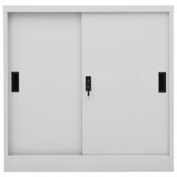 Berkfield Home Office Cabinet with Sliding Door Light Grey 90x40x90 cm Steel - Size: 90 x 40 x 90 cm