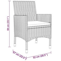 Berkfield Home 3 Piece Garden Bistro Set Poly Rattan & Tempered Glass Brown - thumbnail 7