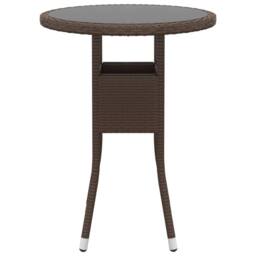 Berkfield Home 3 Piece Garden Bistro Set Poly Rattan & Tempered Glass Brown - thumbnail 6
