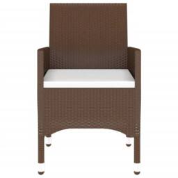 Berkfield Home 3 Piece Garden Bistro Set Poly Rattan & Tempered Glass Brown - thumbnail 4