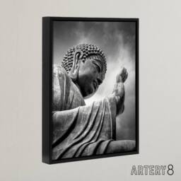 "Artery8 Warby Buddha Po Lin Lantau Island HK Framed Canvas Wall Art Print in Grey - Size: W24"" x H32""" - thumbnail 2