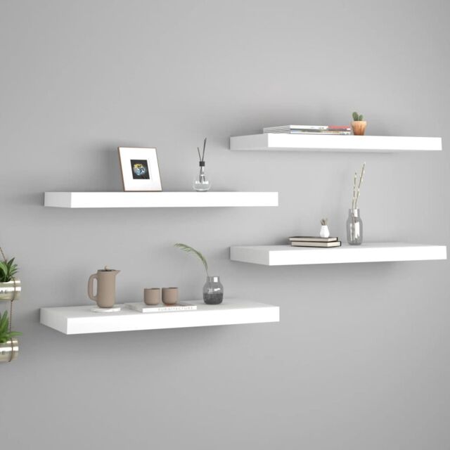 Berkfield Home Floating Wall Shelves 4 pcs White 60x23.5x3.8 cm MDF - image 1