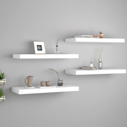Berkfield Home Floating Wall Shelves 4 pcs White 60x23.5x3.8 cm MDF - thumbnail 1