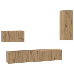 Berkfield Home Wall TV Cabinet 4 pcs Artisan oak 80 x 30 x 30 cm Medium in Brown - thumbnail 2
