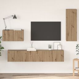 Berkfield Home Wall TV Cabinet 4 pcs Artisan oak 80 x 30 x 30 cm Medium in Brown - thumbnail 1