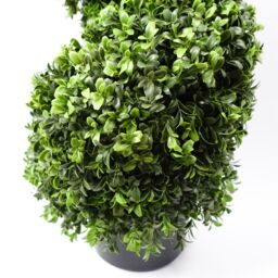 Leaf Artificial 120cm Pair of Spiral Buxus Tree UV Resistant Outdoor in Green - thumbnail 4