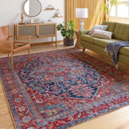 Livabliss Iris-Vintage Blue Red Beige Traditional Boho Living Dining Bedroom Rug - Size: 150 cm x 230 cm - thumbnail 8