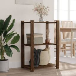 Berkfield Home Beautiful 3-Tier Storage Rack Brown 60x38x90 cm Solid Wood Pine - Size: 60 x 38 x 90 cm - thumbnail 2