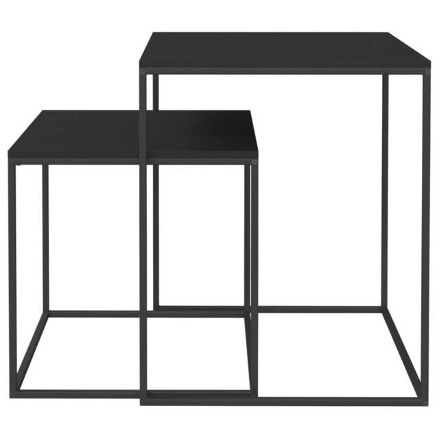 Berkfield Home Premium Coffee Table Set 2 pcs Engineered Wood & Metal in Black - image 1