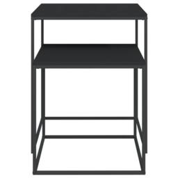 Berkfield Home Premium Coffee Table Set 2 pcs Engineered Wood & Metal in Black - thumbnail 4