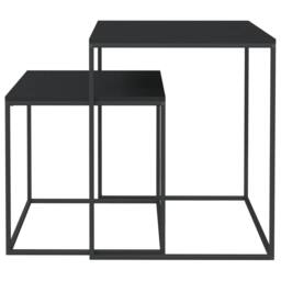 Berkfield Home Premium Coffee Table Set 2 pcs Engineered Wood & Metal in Black - thumbnail 1