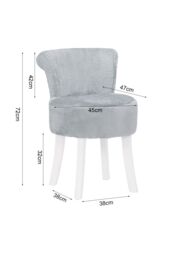 Living and Home Modern Plush Upholstered Dressing Footstool with White Legs in Grey - thumbnail 3