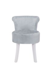 Living and Home Modern Plush Upholstered Dressing Footstool with White Legs in Grey - thumbnail 4