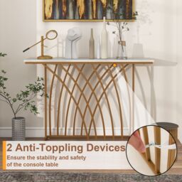 Costway Modern Console Table Faux Marble Narrow Entryway Hallway Table Accent Desk 120cm in White - thumbnail 7