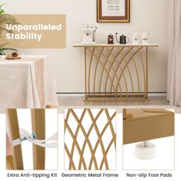 Costway Modern Console Table Faux Marble Narrow Entryway Hallway Table Accent Desk 120cm in White - thumbnail 5