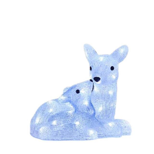 Samuel Alexander 27cm Light up Ice Frosted Christmas Doe & Fawn with LEDs in White - image 1
