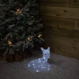 Samuel Alexander 27cm Light up Ice Frosted Christmas Doe & Fawn with LEDs in White - thumbnail 9