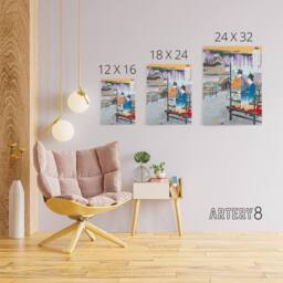 "Artery8 Maidens Overlooking Fish Pond Canvas Wall Art Print Ogata Gekko - Size: W18"" x H24""" - thumbnail 4