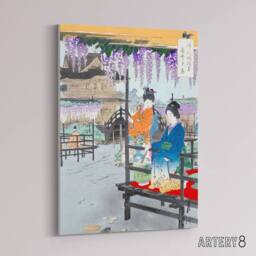 "Artery8 Maidens Overlooking Fish Pond Canvas Wall Art Print Ogata Gekko - Size: W18"" x H24""" - thumbnail 2