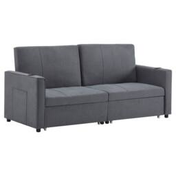 BTM King Size Pull Out Sofa Bed Convertible Fabric Couch with Cup Holders in Grey - thumbnail 7