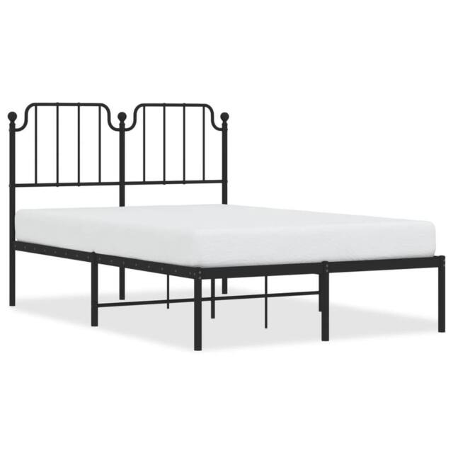 Berkfield Home Metal Bed Frame with Headboard Black 120x200 cm - Size: Small Double - image 1