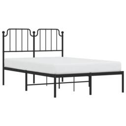 Berkfield Home Metal Bed Frame with Headboard Black 120x200 cm - Size: Small Double - thumbnail 3