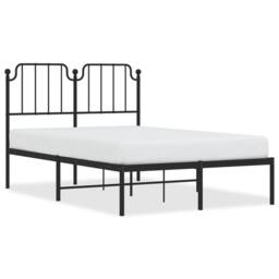 Berkfield Home Metal Bed Frame with Headboard Black 120x200 cm - Size: Small Double - thumbnail 1