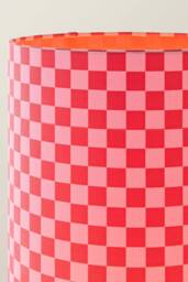 ValueLights Pritchard Pink Checkerboard Drum Shade Fabric Midi Floor Lamp & Bulb in Bright Pink - thumbnail 4