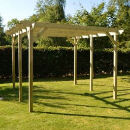 Rutland County Garden Furniture Ltd Garden Pergola 6 Posts - Wood - L480 x W540 x H270 cm - Rustic Brown in Light Green - thumbnail 2