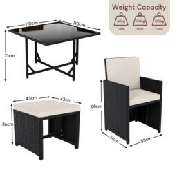 Home Discount Garden Vida Cuba 8-Seater Garden Rattan Dining Set Outdoor Furniture in Black - thumbnail 8