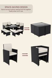 Home Discount Garden Vida Cuba 8-Seater Garden Rattan Dining Set Outdoor Furniture in Black - thumbnail 4