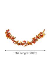 H&O Direct 1.8m Autumn LED Garland - Faux Maple Leaves & Pumpkin Decoration in Orange - thumbnail 6