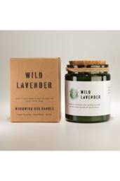 KDMD Wild Lavender Soy Woodwick Candle with 26 Hour Burn in Green - thumbnail 3